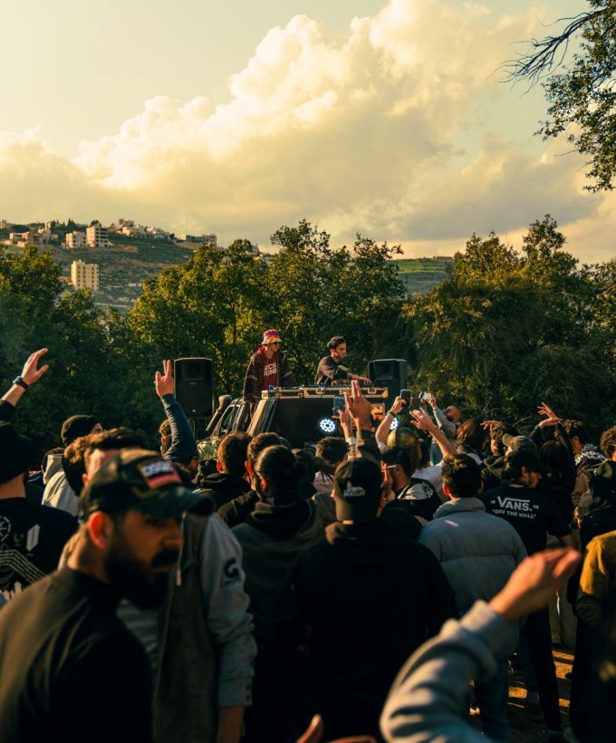 Summer evening festival crowd